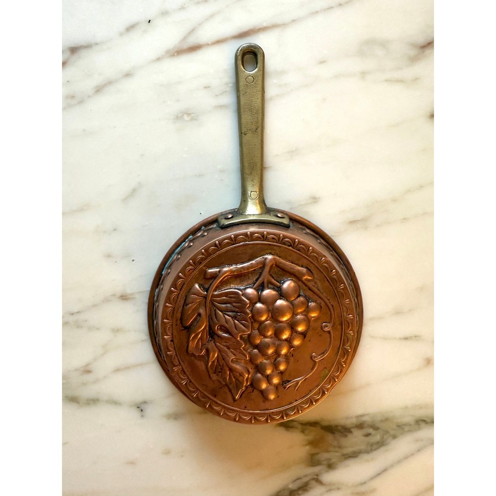 Vintage Copper Grape Pan Mold Brass Handle French Country Kitchen Decor